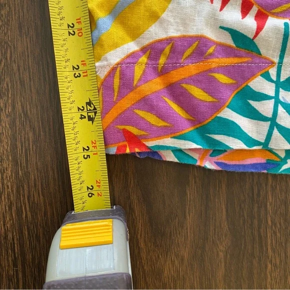 C & C California Colorful Tropical Leaf Wide Leg Linen Pants Womens XL Pockets - Picture 7 of 9